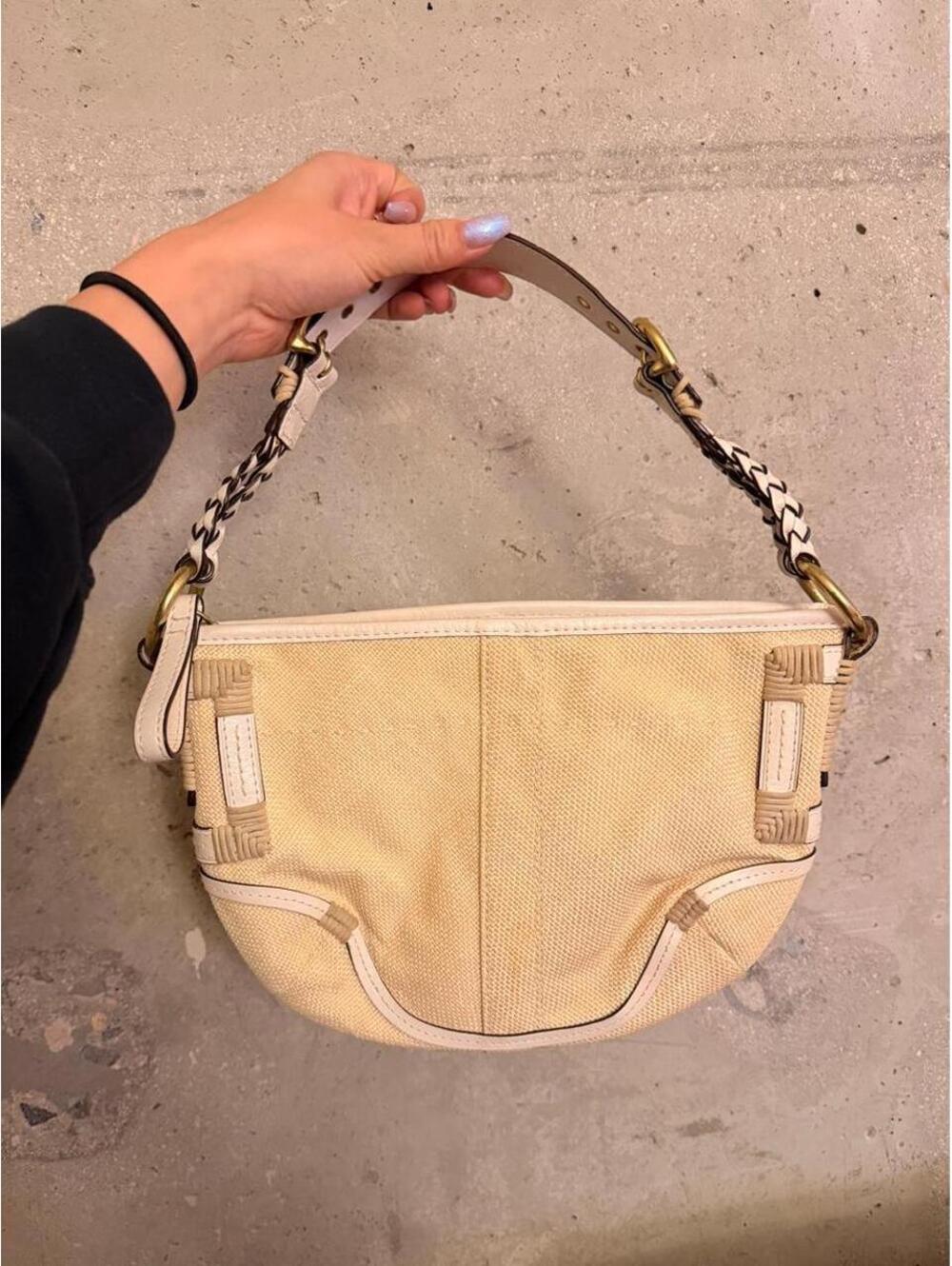 Vintage Coach Soho Angora Straw Hobo Bag 2005